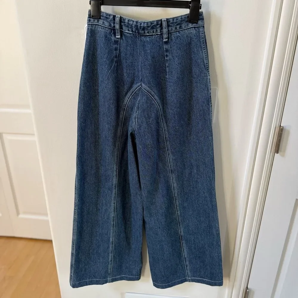 Self-Portrait Wide-Leg Stitched High-Rise Denim Jeans 26 - Picture 7 of 16